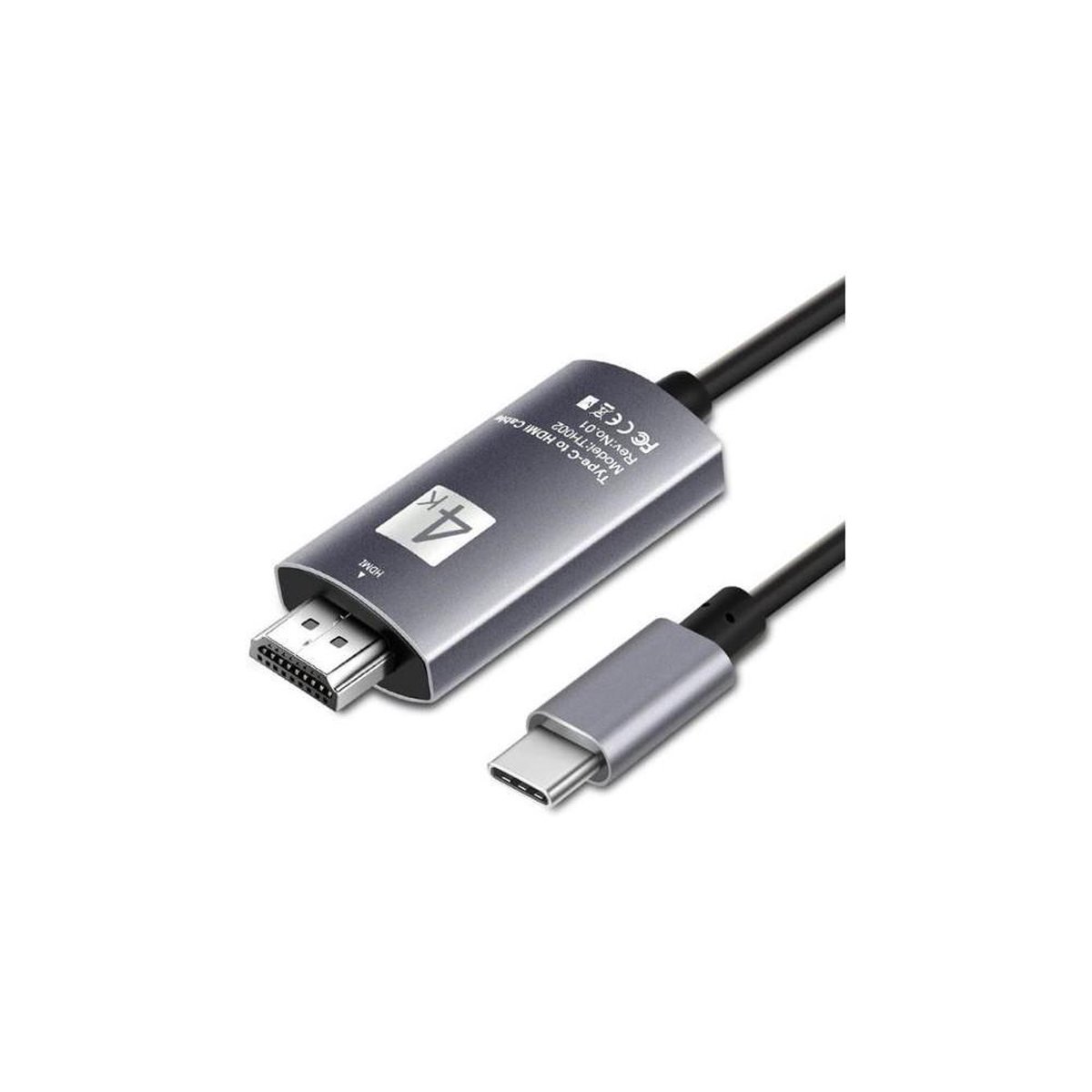DrPhone USB-C naar HDMI Adapter kabel - 4K 60Hz - HDTV Adapter - Type-C naar HDMI-kabel - Grijs