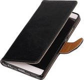 Zakelijke Book Case Telefoonhoesje Geschikt voor de Huawei P9 Lite - Portemonnee Hoesje - Pasjeshouder Wallet Case - Zwart