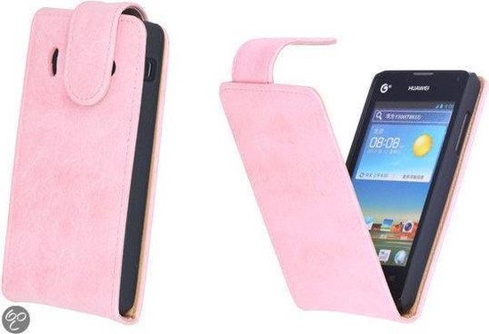 Etui Flipcase en cuir écologique Huawei Ascend Y300 Rose clair