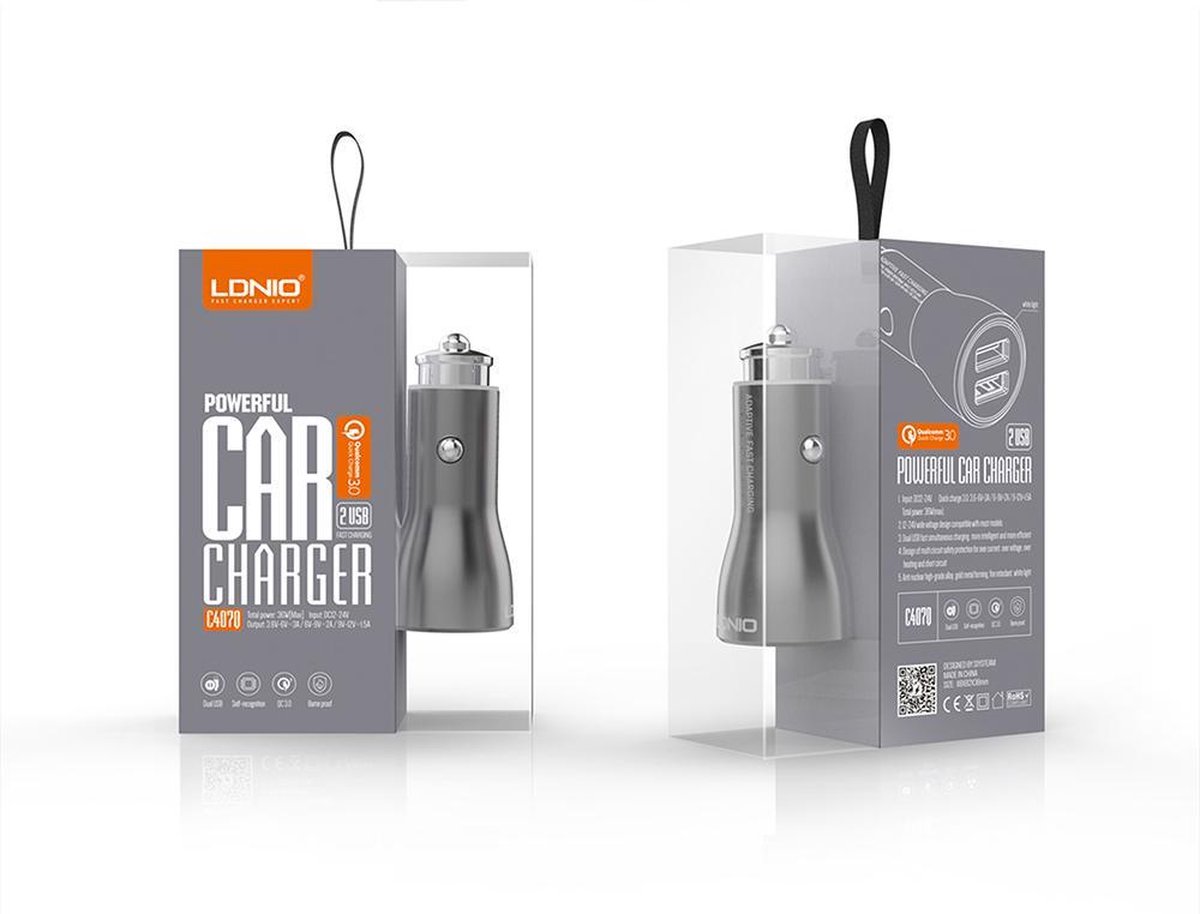 Ldnio Chargeur - Allume-cigare Voiture - Fast Charge - 27WATT - Micro USB à  prix pas cher