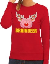 Foute kersttrui / sweater braindeer rood voor dames - Kersttruien M (38)