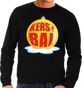 Foute kersttrui kerstbal geel op zwarte sweater voor heren - kersttruien XL (54)