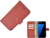 Pearlycase® Echt Leder Wallet Bookcase Samsung Galaxy S7 Edge - Oxyderood