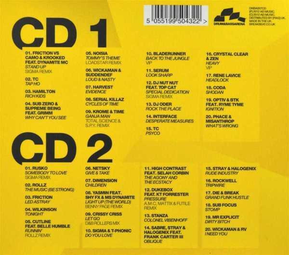 Drum&Bass Arena 2012, various artists CD (album) Muziek bol