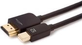 Techlink Mini DP/HDMI, 2.0m, 2 m, mini DisplayPort, HDMI, Or, Noir, Mâle/Mâle