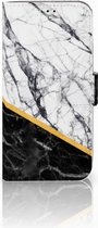 Geschikt voor Samsung Galaxy A40 Bookcase Marble White Black