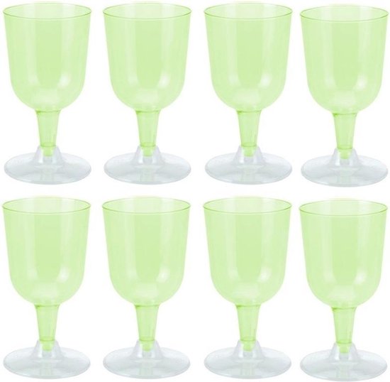 8x Groene plastic wijnglazen 170 ml - Kunststof wegwerp glazen voor wijn |  bol.com