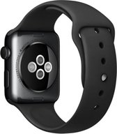 Merkloos Siliconen bandje - Geschikt voor de Apple Watch Series 1/2/3 (42mm) - Zwart