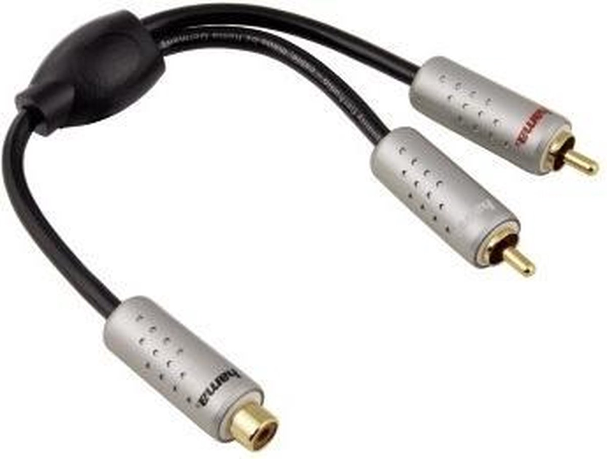 Hama Y Adapter ''Cartec Black'' RCA RCA Zwart kabeladapter/verloopstukje