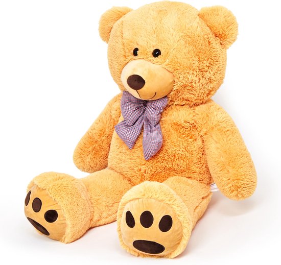 Lumaland Reuze XXL Teddybeer - pluche knuffelbeer - knuffelbeest - 120 cm - Lichtbruin | bol.com