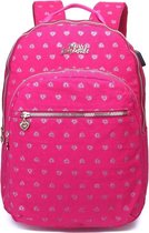 Rugtas/rugzak fuchsia roze met zilveren harten - Schooltas - Back to School