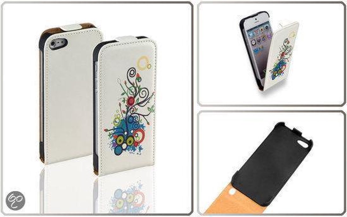 Alternate Flip Case Hoesje Apple iPhone 5 5S White Fantasy Red