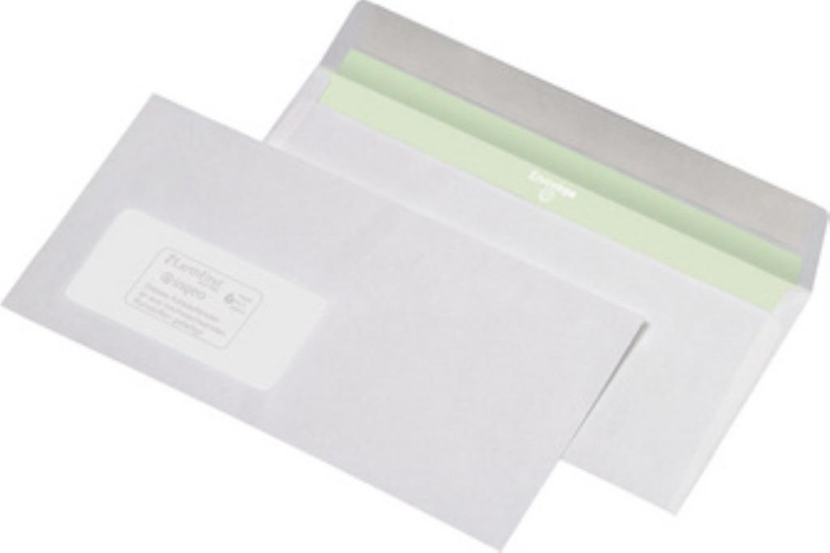 MAILmedia Briefumschlag Envirelope, DIN lang, weiß mit Fenster links, Haftklebung mit Abdeckstreifen, 75 g-qm (227440)