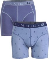 Vinnie-G Boys kinder boxershorts Ski Blue - Print 2-Pack-140/146