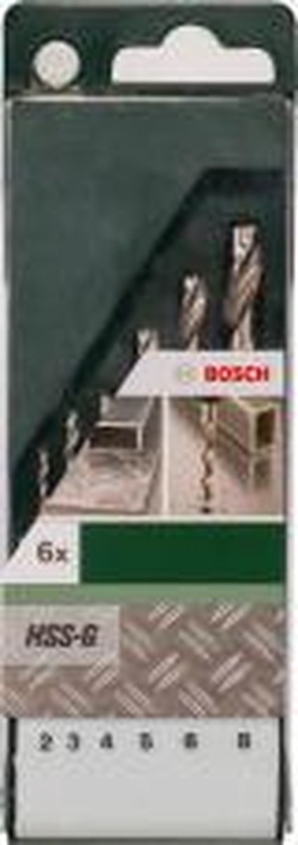 Bosch - 6-delige metaalboorset HSS-G, DIN 338 2,0; 3,0; 4,0; 5,0; 6,0; 8,0 mm