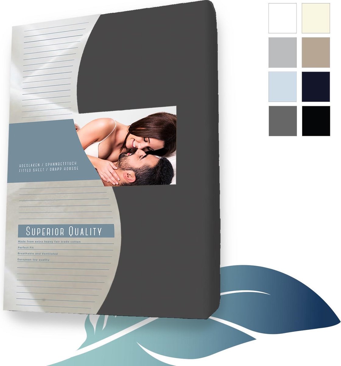 24-Bedding Splittopper Hoeslaken - Jersey 100% katoen - 180x210 cm - donker Grijs