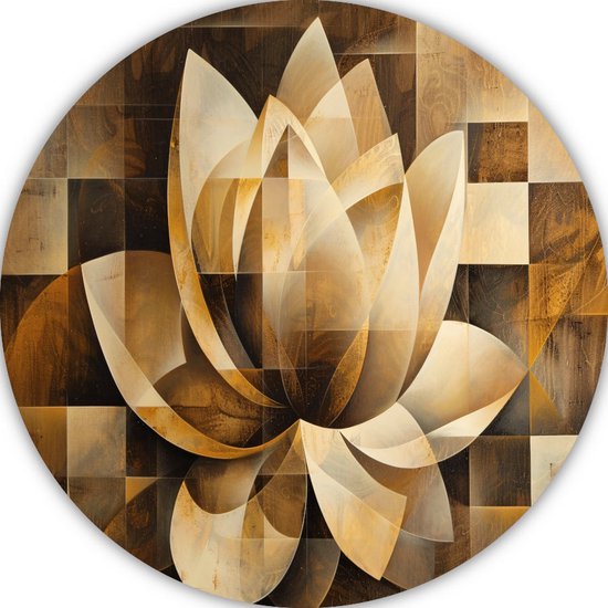 Lotus schilderij - Bloem muurcirkel - Wandschalen Patroon - Schilderijen industrieel - Muurcirkel - Wanddecoratie slaapkamer muurcirkel aluminium 70x70 cm