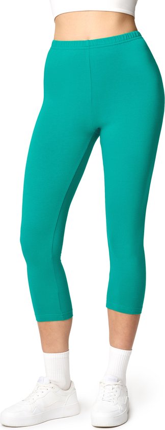 Ladeheid LA-LA40-132-LE Dames Capri Leggings - Sport - Vrijetijdsbroek - 3/4 Lengte - Katoen - Sporbroek - Yogabroek - Donkerturquoise - 3XL