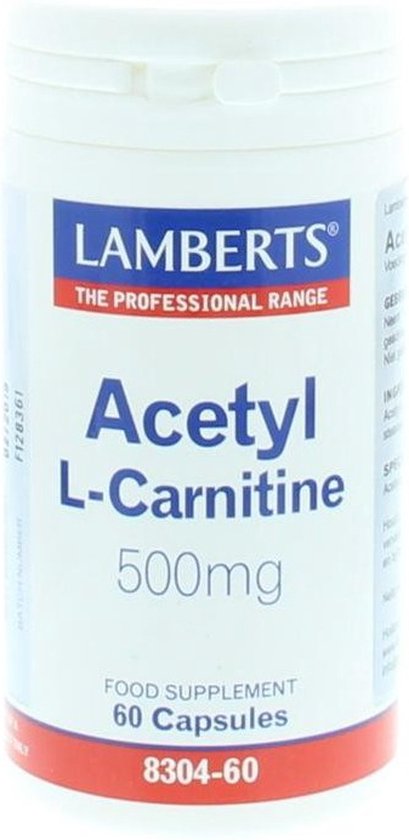 Foto: Lamberts acetyl l carnitine 500 mg 60 capsules aminozuren voedingssupplement