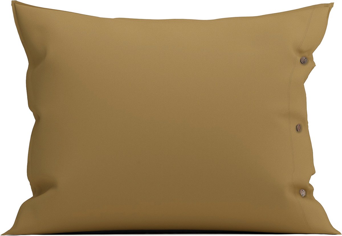 Yellow Kussensloop Percale - Kussenhoes van 60x70 cm - 1 stuk - 100% Katoen-Perkal - Bruin