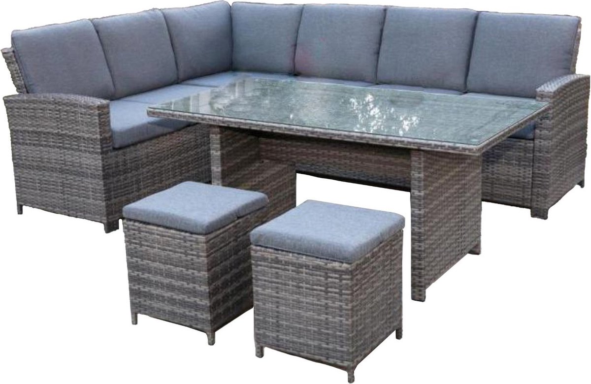 Moderne tuinset in Siciliaans taupe, perfect voor buiten diners.
