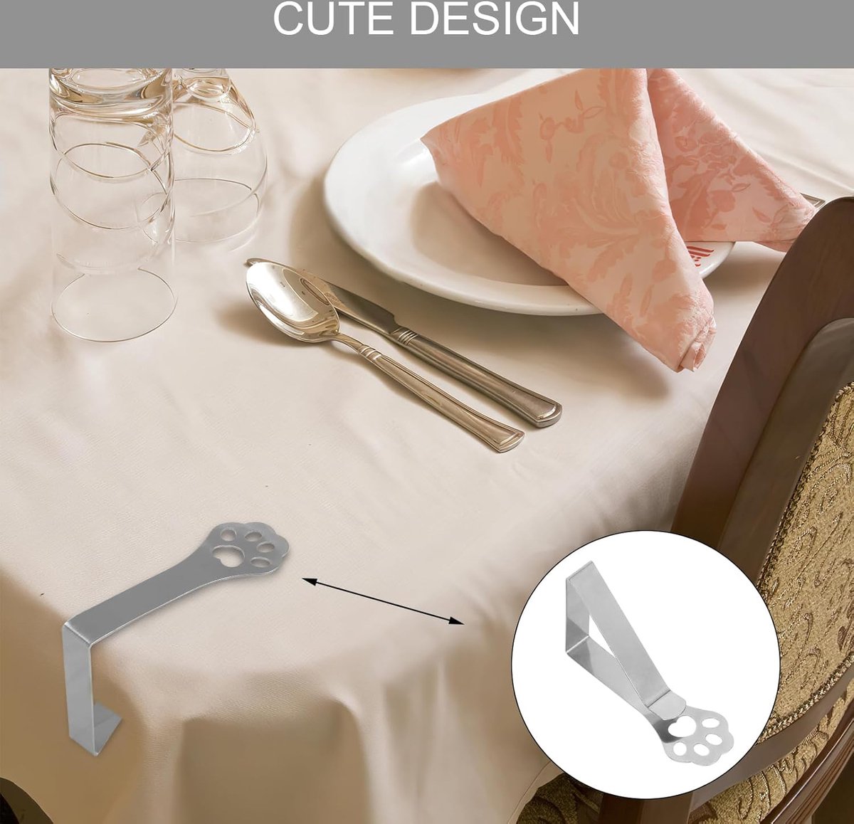 ComPDCVD 12 Pièces Pince Nappe Inoxydable Pince Nappe Clip Exterieur