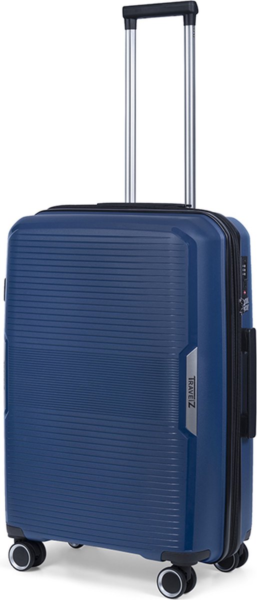 TravelZ Swinger middenmaat koffer 67cm met Expander- Sterke Lichtgewicht Trolley 75 ltr met TSA-slot - Blauw