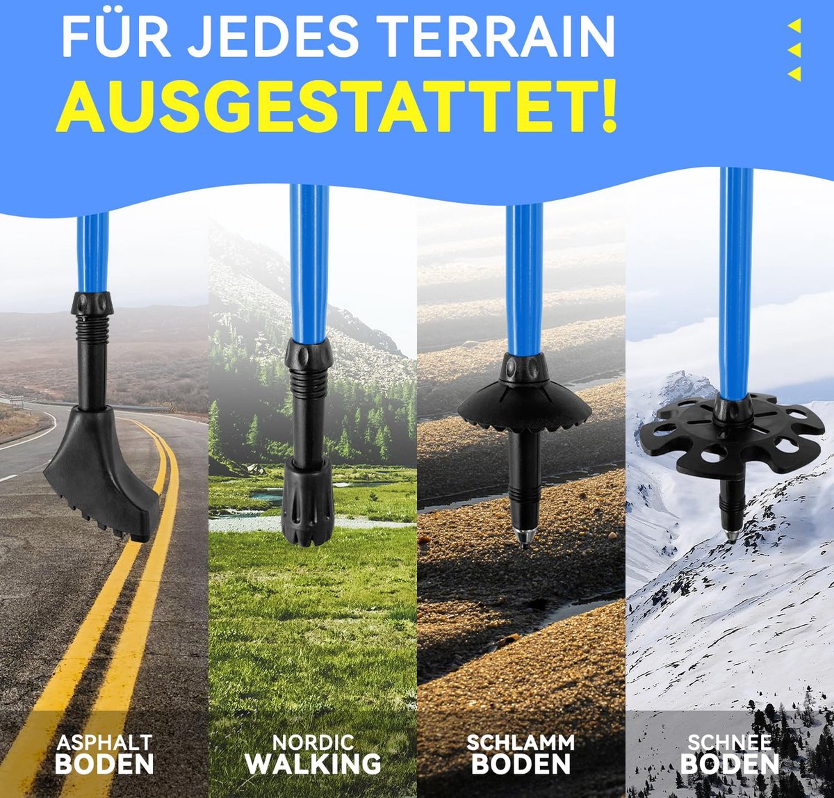 DOBESTS Wandelstokken, Opvouwbare Nordic Walking Stokken voor Dames en Heren, Trekkingstokken Aluminium, Lichtgewicht, Verstelbaar van 110-130 cm (zwarte premie