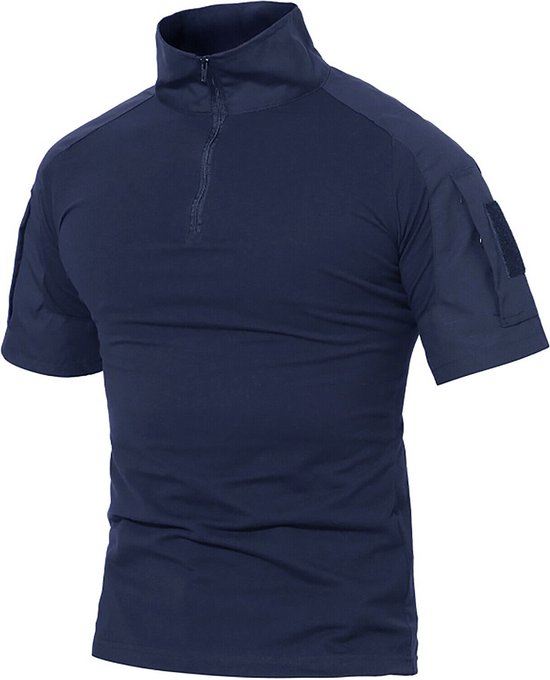 Korte Mouwen Tactische Overhemden voor Heren - Militair T-Shirt - Outdoor Overhemd - Tactisch Gevechtsoverhemd met Ritsluiting Maat XL