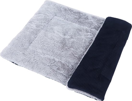 Kerbl Pet Pet Cleo Ligkussen, omkeerbaar kussen voor honden en katten, honden-/kattenbed met zachte pluche en velours, geschikt als inzet voor transportboxen, 36 x 22 x 3 cm, grijs