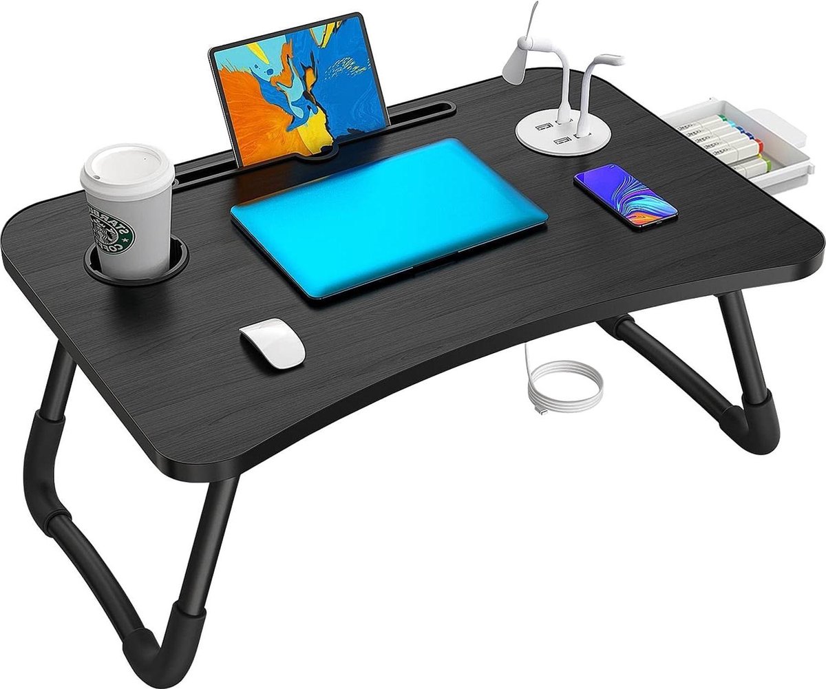 Opvouwbare laptoptafel - bedtafel lapdesks met USB - multifunctionele tafel tekentafel - cadeau zwart