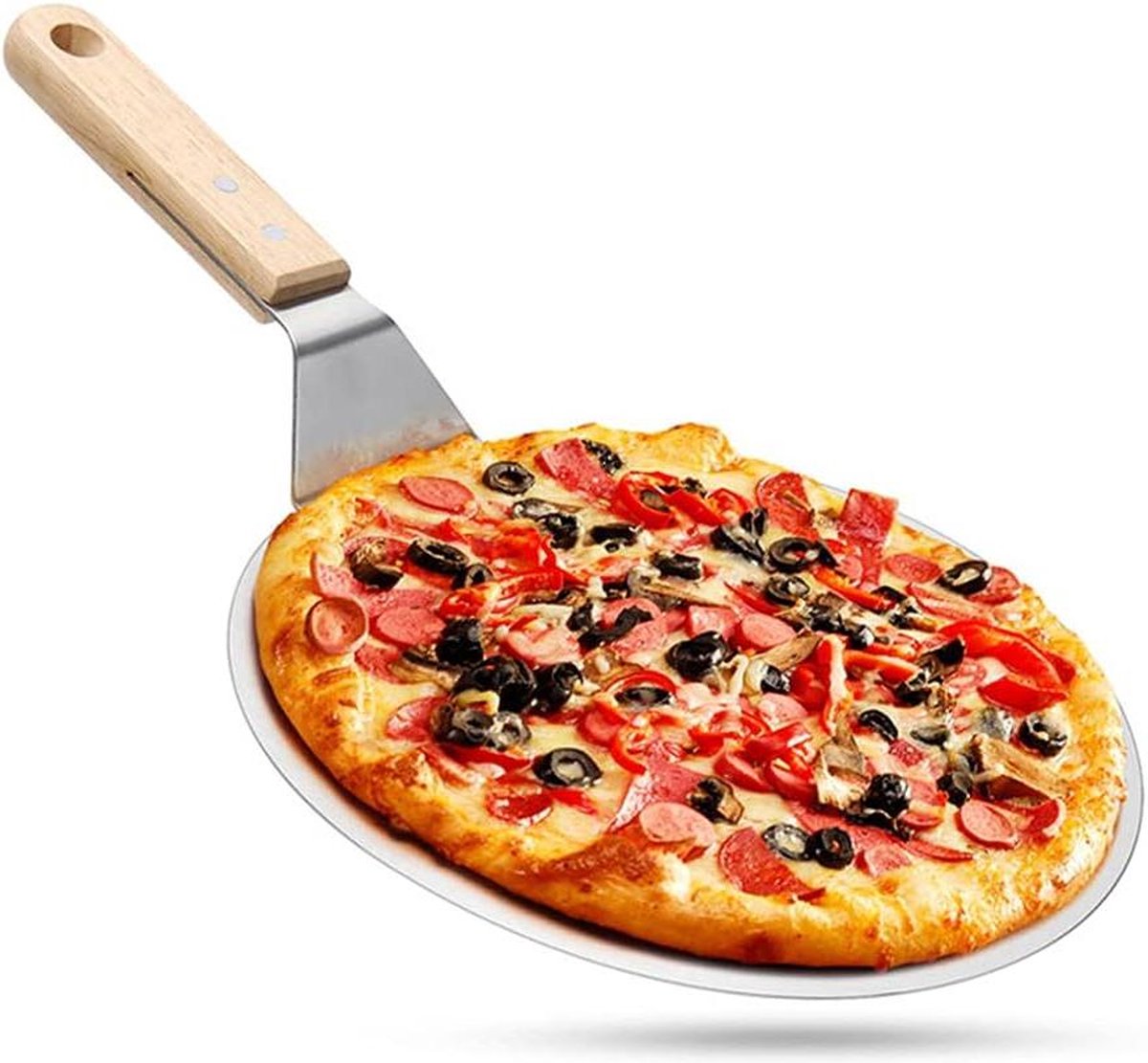 Premium roestvrij stalen pizzaschep met beukenhouten handvat ideaal voor zelfgemaakte pizza's brood cake en koekjes 255 cm