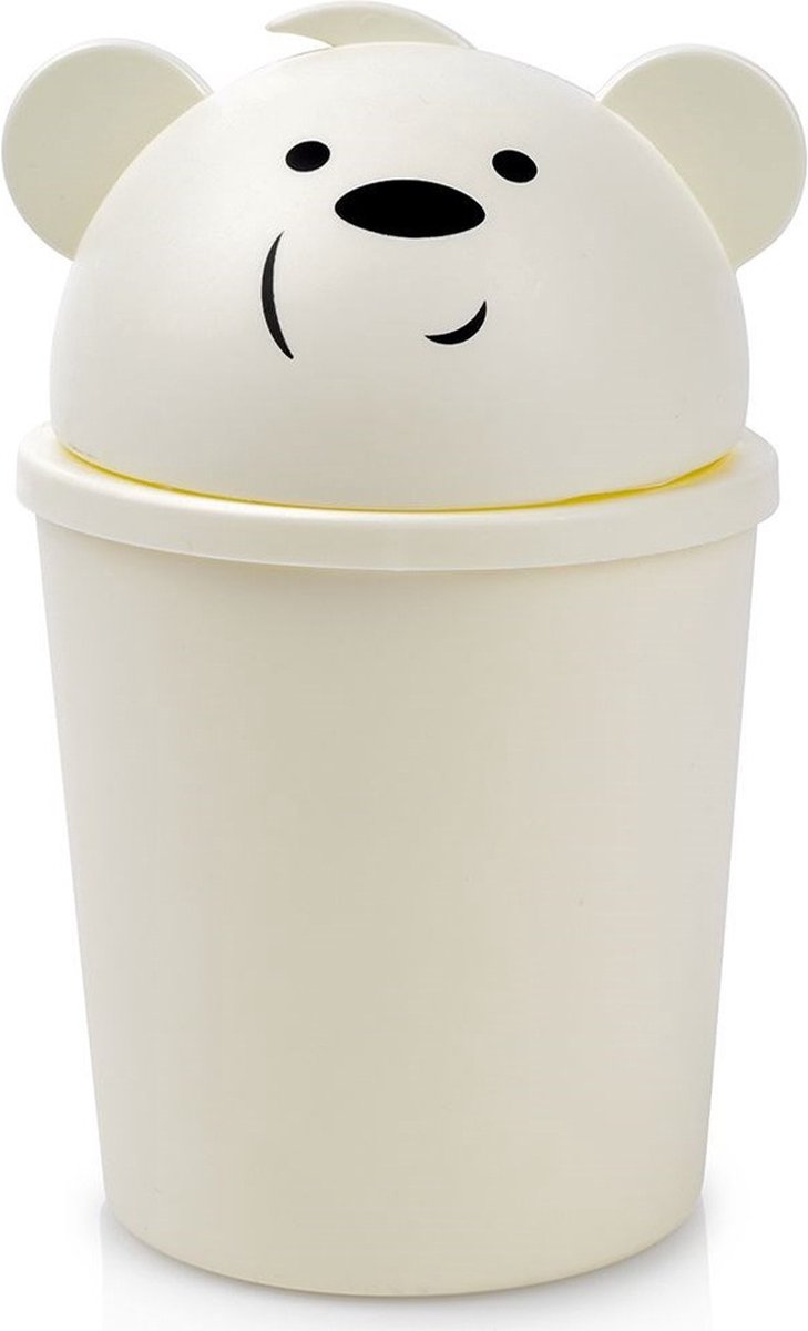 Goedkoopste Prullenbak Teddybeer Crème 1,5 l - Afvalmand - Afvalemmer