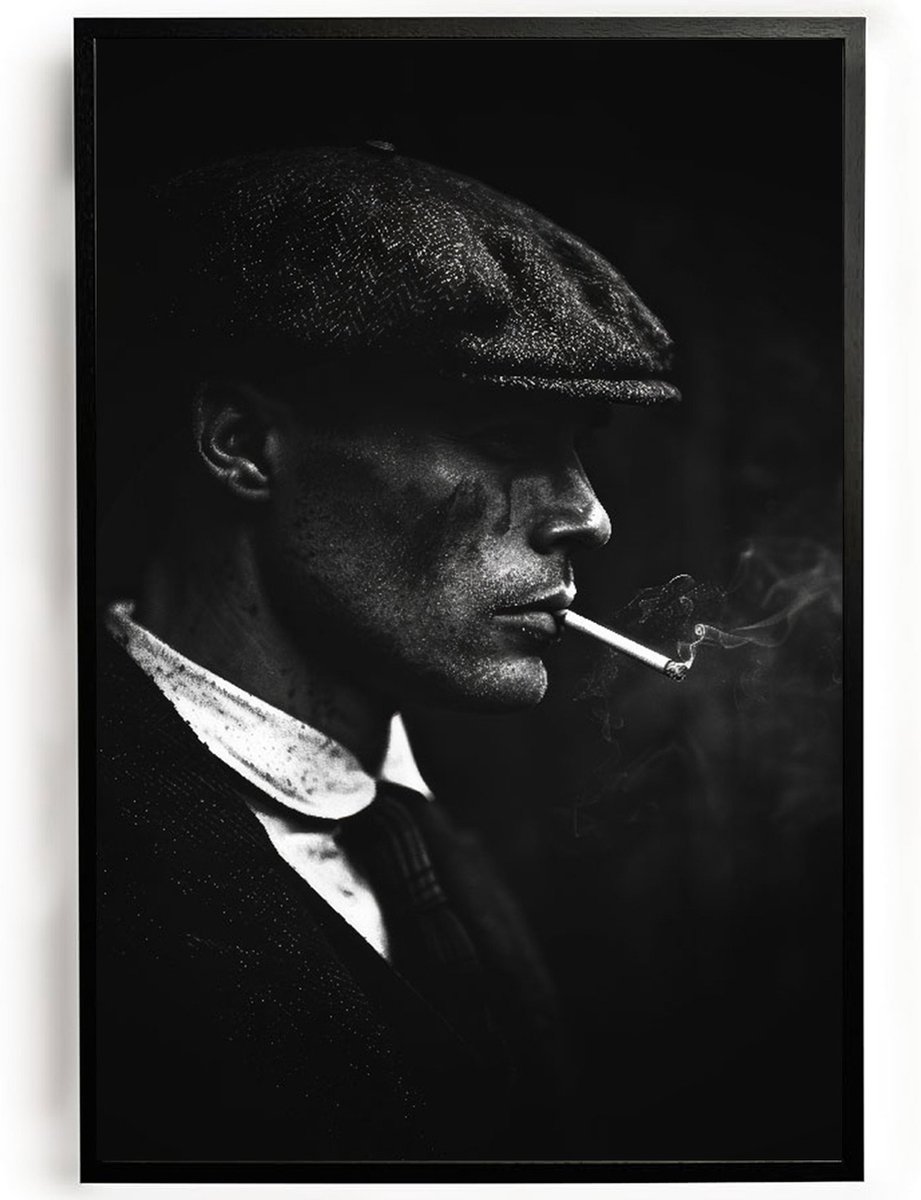Plakkers Poster vintage rokend persoon zwart wit A4 Full-colour