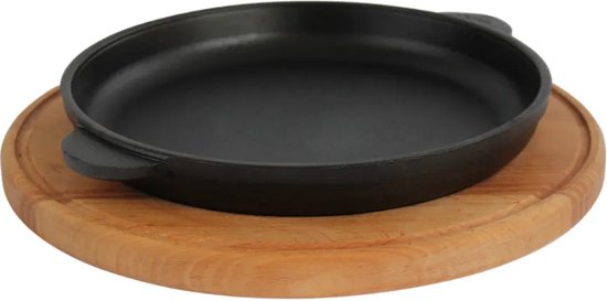 KAISERTAL® Gietijzeren serveerpan (set van 2) met houten