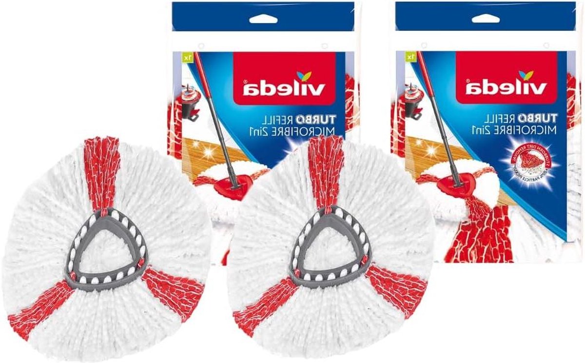 Goedkoopste 2 Stuks Reservekop Turbo Easywring & Clean 2In1 - Meerkleurige Vervangende Moppen