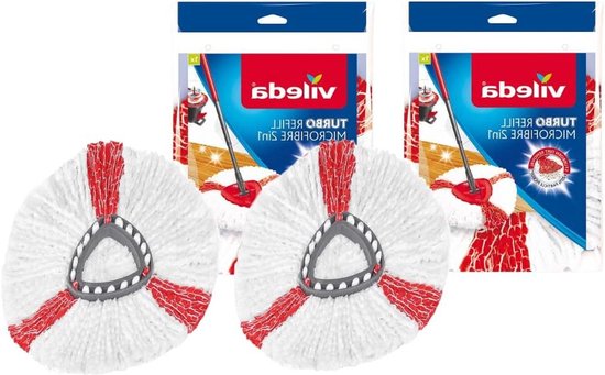 thumbnail: Rode Mop Reservekop - Vervangingskop Voor Vileda Turbo EasyWring Driehoekige Mop