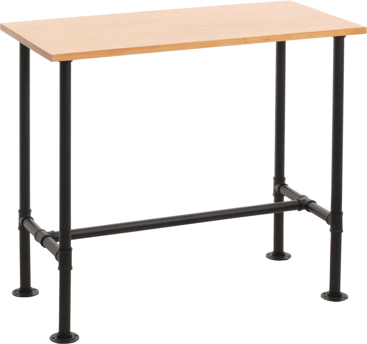 MCW Bartafel MCW-N21, countertafel bistrotafel, voetsteun industrieel metaal massief hout grenen 108x120x61cm ~ natuur
