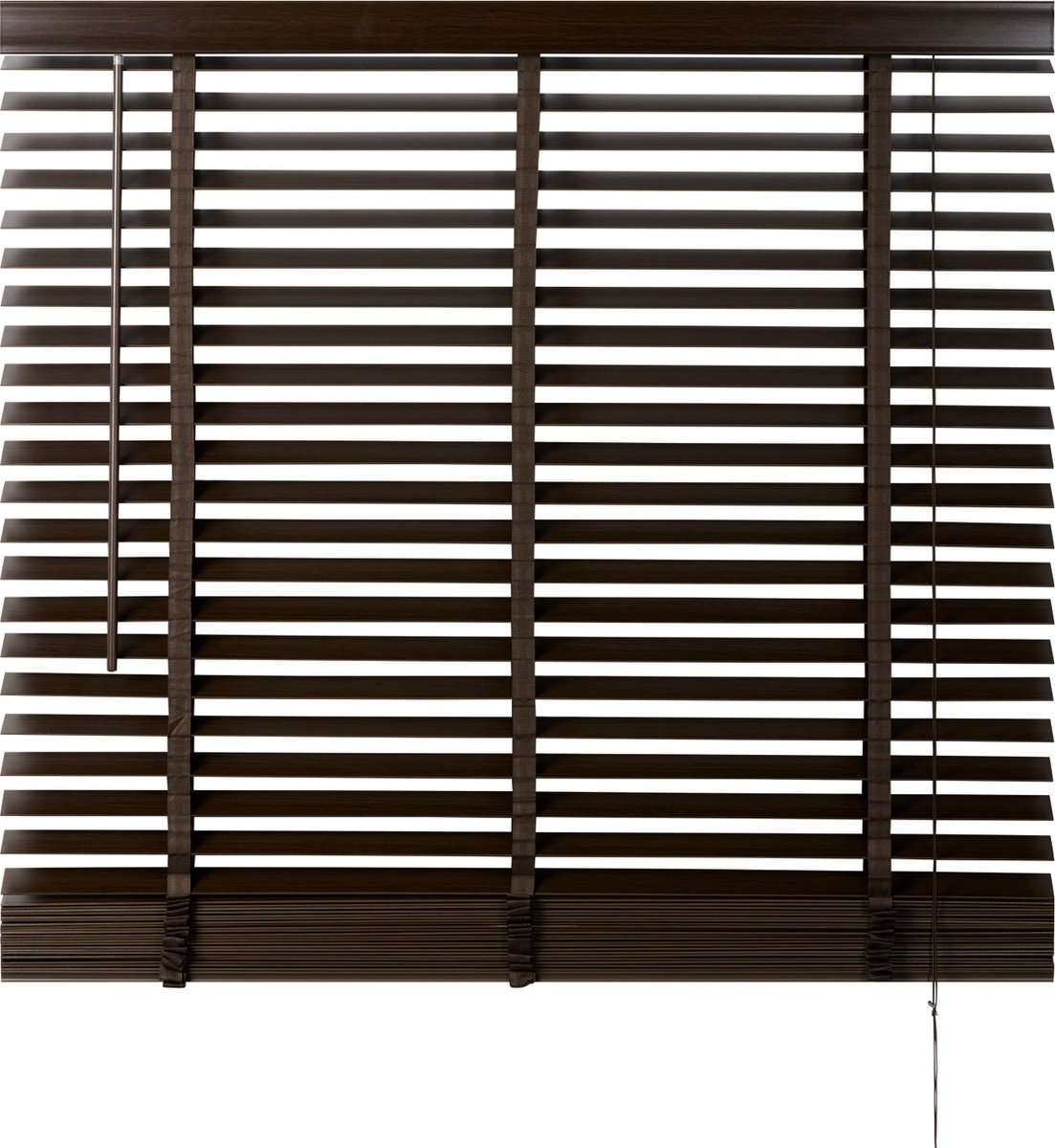 Houten Jaloezie Bruin - 100x210 cm (BxH) - Raamdecoratie - Lamelbreedte 50 mm - inc. Bedieningskoord en Draaistang - Eenvoudig op maat maken en monteren