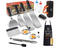 Accessoireset roestvrij staal cadeau heren papa - professionele grillspatel voor Teppanyaki-grill en camping bbq tool