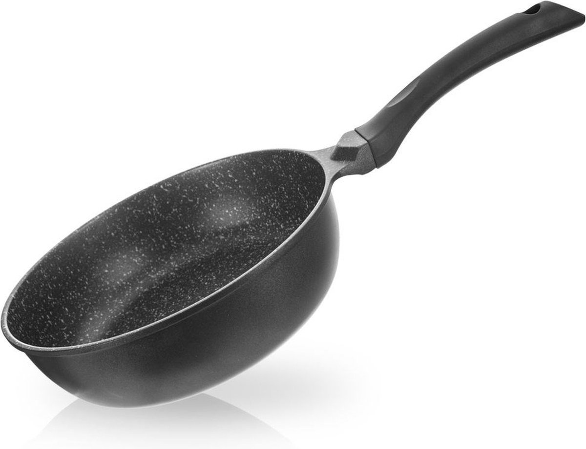 Koekenpan Graniet Diep Hoog GRANDE 24 cm - Multifunctionele Pan voor Vlees - Groenten