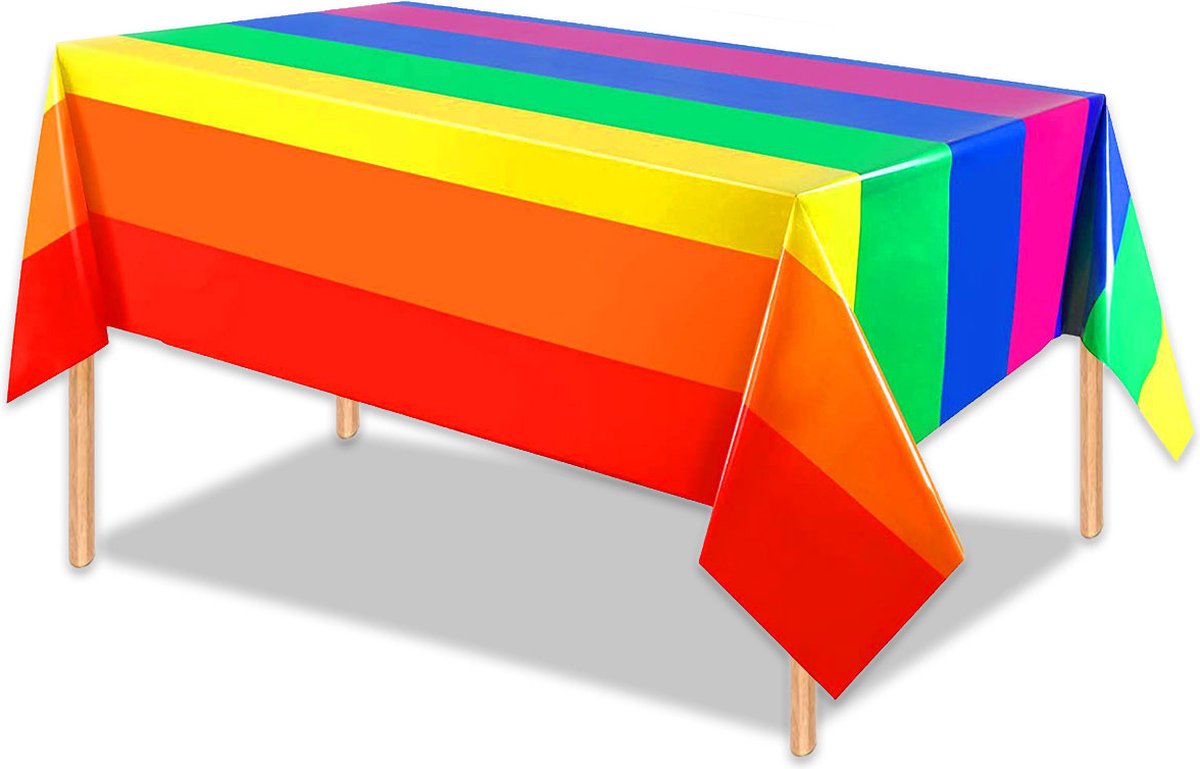 LUQ - Luxe Tafelkleed Regenboog Verjaardag Versiering Tafelloper Plastic Tafelzeil Feest Tafellaken Xl Formaat
