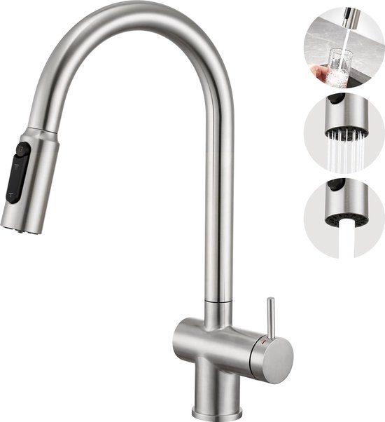 Aquadesign Filter keukenkraan mat zwart met gefilterd water aansluiting 3- weg 1208956685