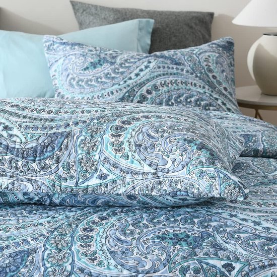 Qucover Boutis Bedspread, 220 x 240 cm, Elegant Colourful Paisley Bed