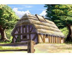 1:72 Zvezda 8532 Diorama Landhuis met Rieten Dak Plastic Modelbouwpakket