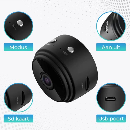 met app - Spy cam draadloos - Insief 64GB Micro SD - Met nachtvisie