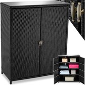Bol.com tectake® - Wicker tuinkast - Buitenkast - Opbergbox of kussenbox - Met planken en glasplaat - Terraskast voor buitenkeuk... aanbieding