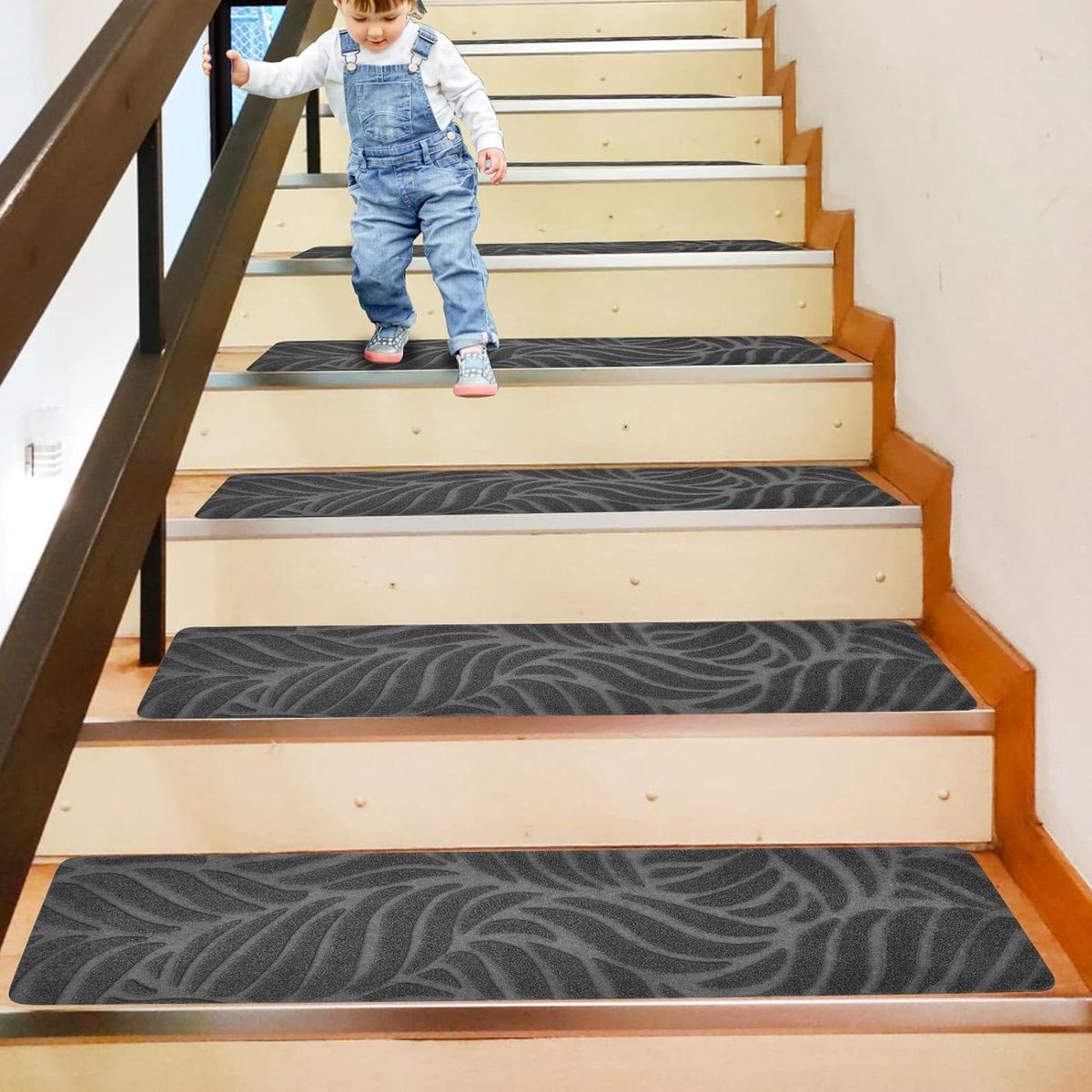 15 stuks antislip tapijttraptreden - lopers 76 x 20 cm - zelfklevend - rubberen antislip - wasbaar - veiligheidstapijtovertrek - kinderen huisdieren 04
