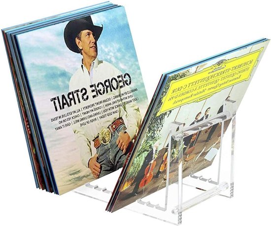 PUERSI Vinyl Record Stand, Wooden Display for LP Stand, Retro Now Playing Now Playing Record Accessories - Rustic Brown