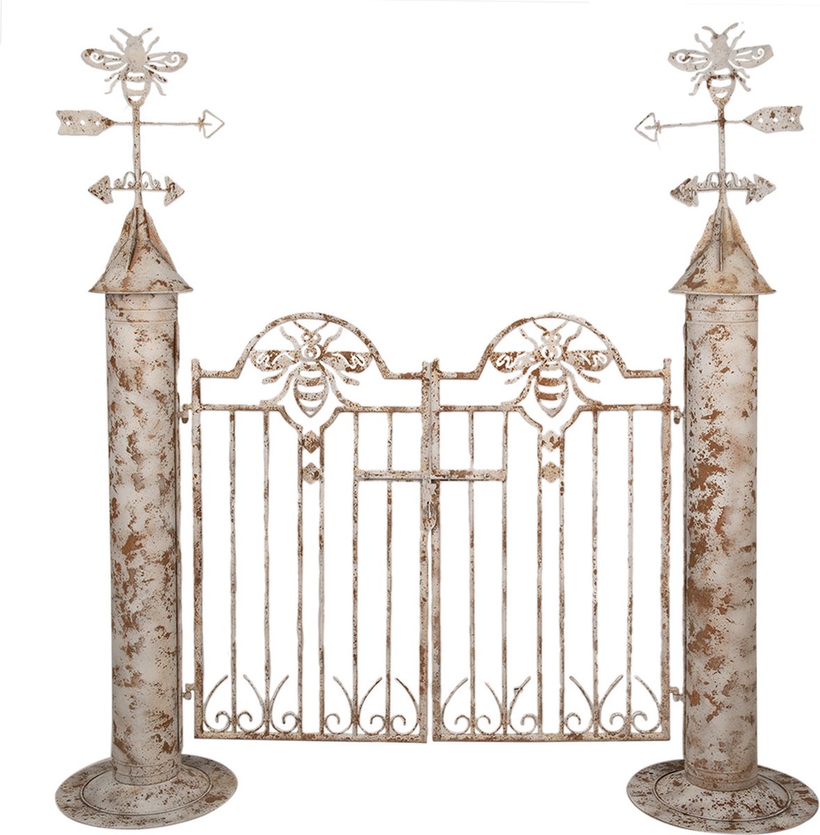 Clayre & Eef Tuinpoort 164x40x172 cm Wit Bruin Metaal